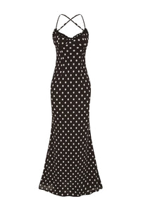 Monet Maxi Dress - Black Polka
