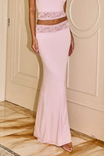 Load image into Gallery viewer, Claudia Lace Waistband Maxi Skirt - Pink
