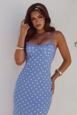 Load image into Gallery viewer, Monet Maxi Dress - Periwinkle/Lemon Polka
