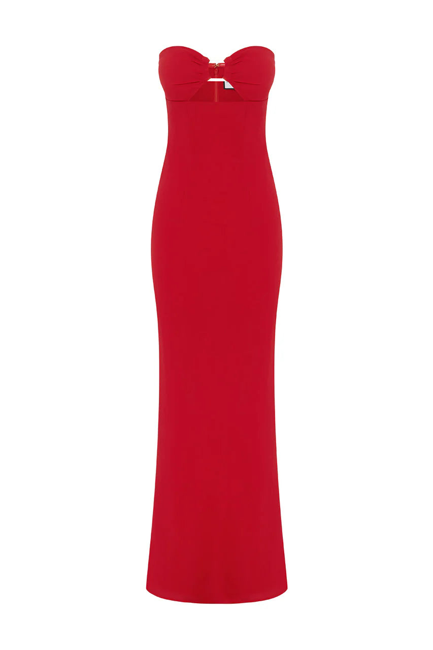 Maria Strapless Maxi Dress - Red