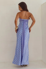Load image into Gallery viewer, Kadie Off Shoulder Maxi Dress - Periwinkle/Lemon Polka
