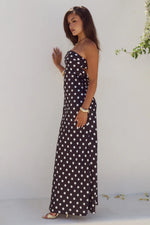 Load image into Gallery viewer, Celeste Strapless Maxi Dress - Black/White Polka
