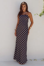 Load image into Gallery viewer, Celeste Strapless Maxi Dress - Black/White Polka

