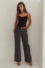 Load image into Gallery viewer, Zavier Straight Leg Jeans - Black/White Polka
