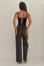 Load image into Gallery viewer, Zavier Straight Leg Jeans - Black/White Polka
