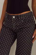 Load image into Gallery viewer, Zavier Straight Leg Jeans - Black/White Polka
