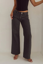 Load image into Gallery viewer, Zavier Straight Leg Jeans - Black/White Polka
