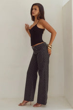 Load image into Gallery viewer, Zavier Straight Leg Jeans - Black/White Polka
