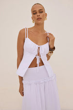 Load image into Gallery viewer, Katalia Ruched Front Tie Top - White
