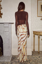 Load image into Gallery viewer, Joni Long Sleeve Cutout Maxi Dress - Chocolate/Camellia Beige
