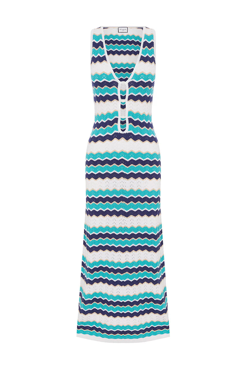 Hubert Midi Dress - Blue Multi