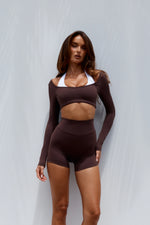 Load image into Gallery viewer, Tanisha Long Sleeve Crop Top - Chocolate
