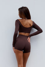 Load image into Gallery viewer, Tanisha Long Sleeve Crop Top - Chocolate
