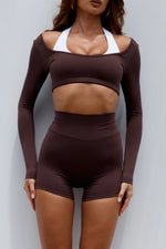 Load image into Gallery viewer, Tanisha Long Sleeve Crop Top - Chocolate
