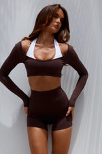 Load image into Gallery viewer, Tanisha Long Sleeve Crop Top - Chocolate
