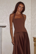 Load image into Gallery viewer, Odina Square Neck Maxi Dress - Chocolate
