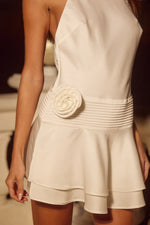 Load image into Gallery viewer, Laurel High Neck Layered Mini Dress - White
