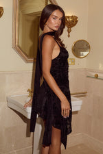 Load image into Gallery viewer, Dawn Scoop Neck Mini Dress - Black

