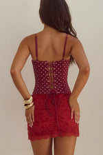 Load image into Gallery viewer, Valerie Lace Mini Skirt - Wine
