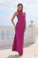 Load image into Gallery viewer, Arabelle High Neck Maxi Dress - Plum
