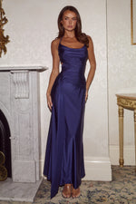 Load image into Gallery viewer, Imogen Halter Cowl Maxi Dress - Navy

