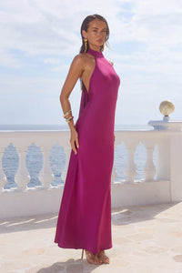 Arabelle High Neck Maxi Dress - Plum