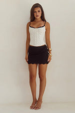 Load image into Gallery viewer, Valerie Lace Trim Bustier - White/Black Polka
