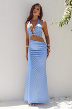 Load image into Gallery viewer, Lumia Halter Maxi Dress - Periwinkle/Lemon Polka
