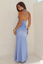 Load image into Gallery viewer, Lumia Halter Maxi Dress - Periwinkle/Lemon Polka
