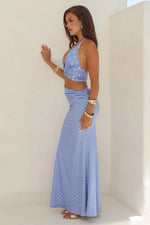 Load image into Gallery viewer, Lumia Halter Maxi Dress - Periwinkle/Lemon Polka
