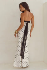 Load image into Gallery viewer, Kadie Off Shoulder Maxi Dress - White/Black Polka
