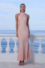 Load image into Gallery viewer, Arabelle High Neck Maxi Dress - Peach
