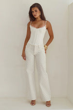 Load image into Gallery viewer, Zavier Straight Leg Jeans - White/Black Polka
