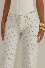 Load image into Gallery viewer, Zavier Straight Leg Jeans - White/Black Polka
