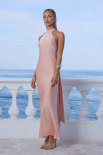 Load image into Gallery viewer, Arabelle High Neck Maxi Dress - Peach
