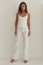Load image into Gallery viewer, Zavier Straight Leg Jeans - White/Black Polka
