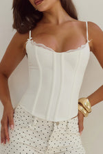 Load image into Gallery viewer, Valerie Lace Trim Bustier - White

