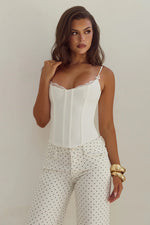 Load image into Gallery viewer, Valerie Lace Trim Bustier - White
