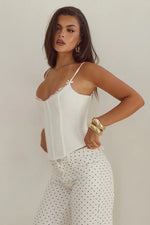 Load image into Gallery viewer, Valerie Lace Trim Bustier - White
