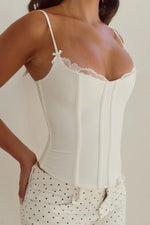 Load image into Gallery viewer, Valerie Lace Trim Bustier - White
