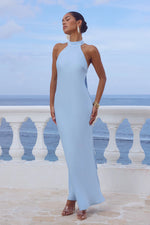 Load image into Gallery viewer, Arabelle High Neck Maxi Dress - Sky Blue
