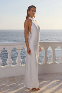 Arabelle High Neck Maxi Dress - Pearl