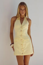 Load image into Gallery viewer, Halzie Mini Dress - Lemon
