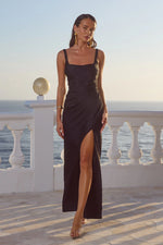 Load image into Gallery viewer, Esme High Split Maxi Dress - Noir
