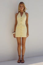 Load image into Gallery viewer, Halzie Mini Dress - Lemon
