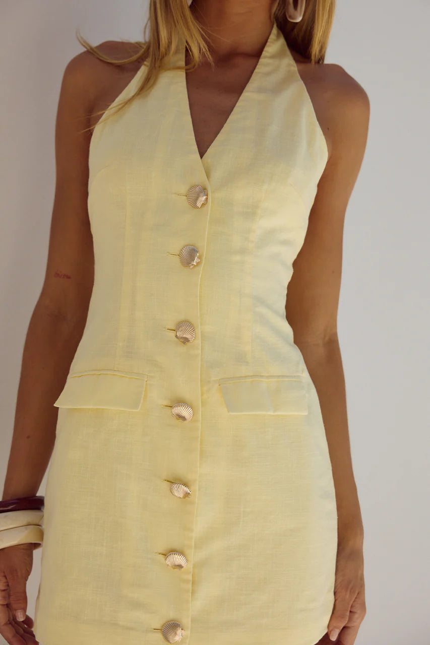 Halzie Mini Dress - Lemon
