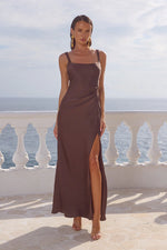 Load image into Gallery viewer, Esme High Split Maxi Dress - Bitter Chocolate
