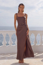 Load image into Gallery viewer, Esme High Split Maxi Dress - Bitter Chocolate
