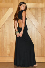 Load image into Gallery viewer, Clover Boat Neck Cutout Maxi Dress - Black
