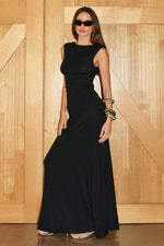 Load image into Gallery viewer, Clover Boat Neck Cutout Maxi Dress - Black
